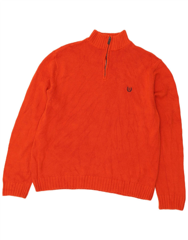 CHAPS Pull Col Zippé Homme XL Orange Coton