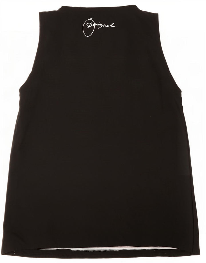 Desigual Débardeur Graphique Femme UK 12 Moyen Noir Géométrique Polyester