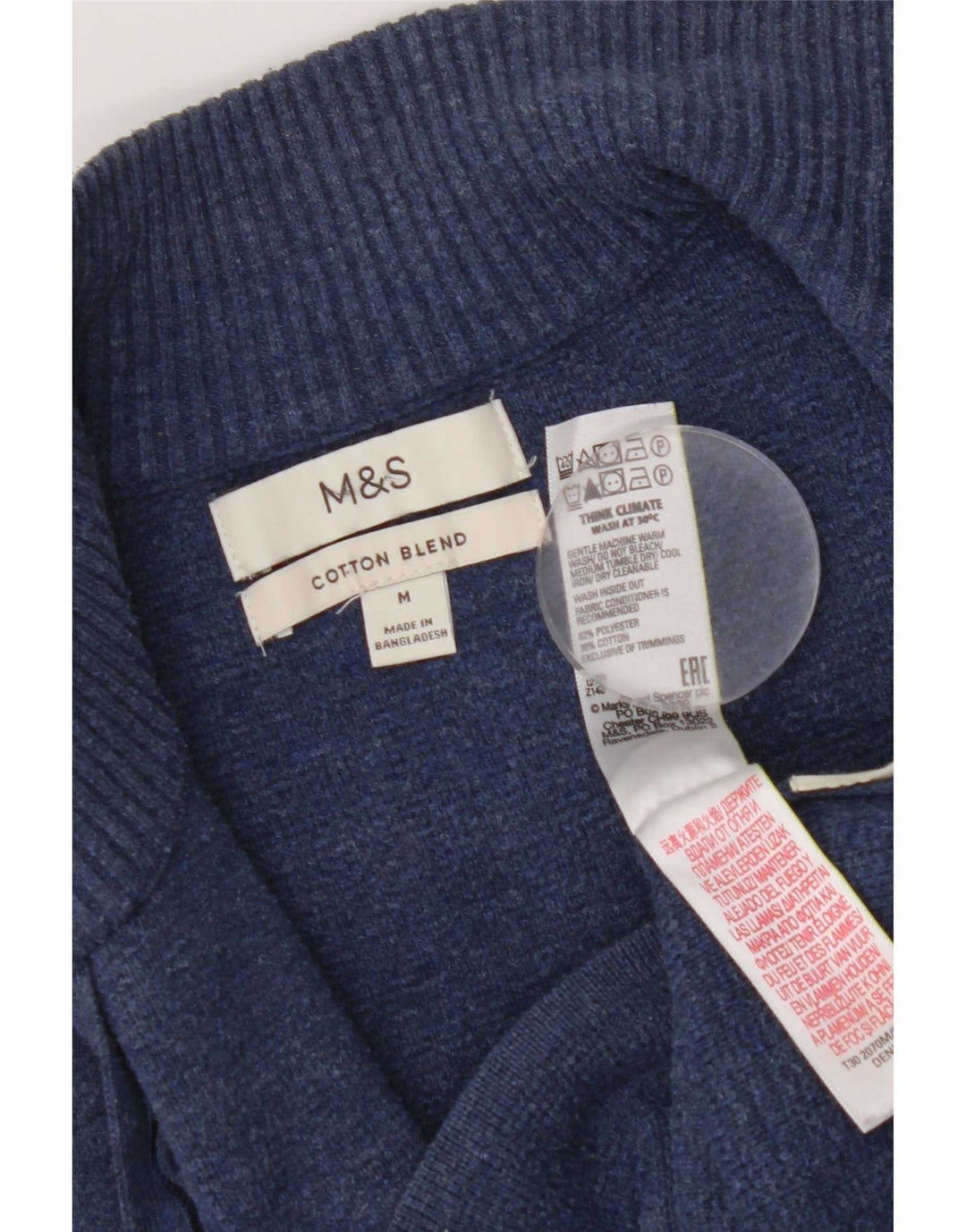Marks & Spencer Pull Cardigan Femme UK 14 Medium Bleu Marine Polyester