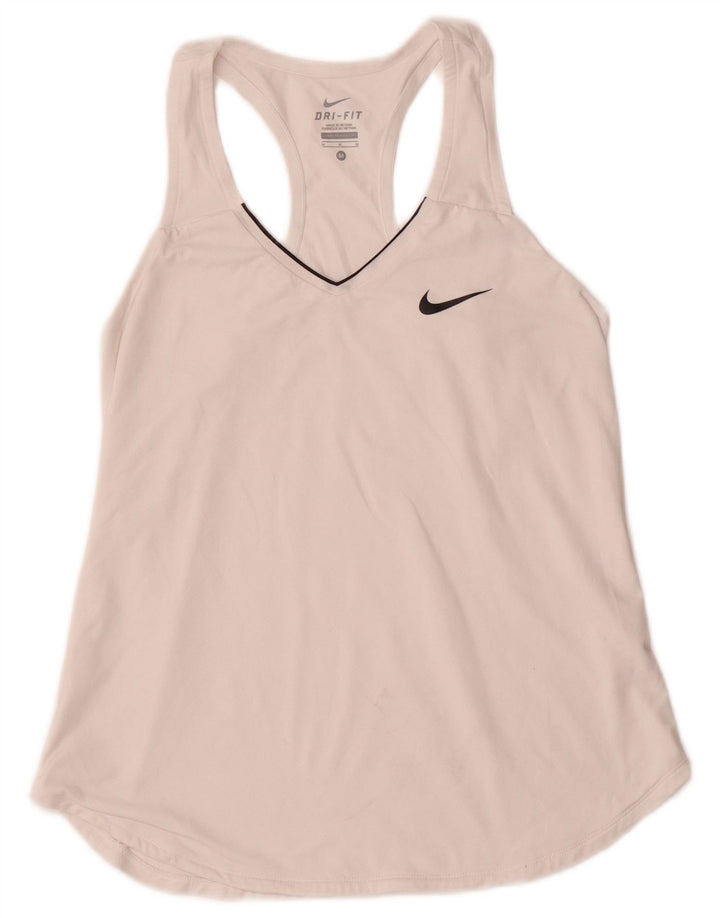 NIKE Débardeur Dri Fit pour femme UK 12 Polyester blanc moyen