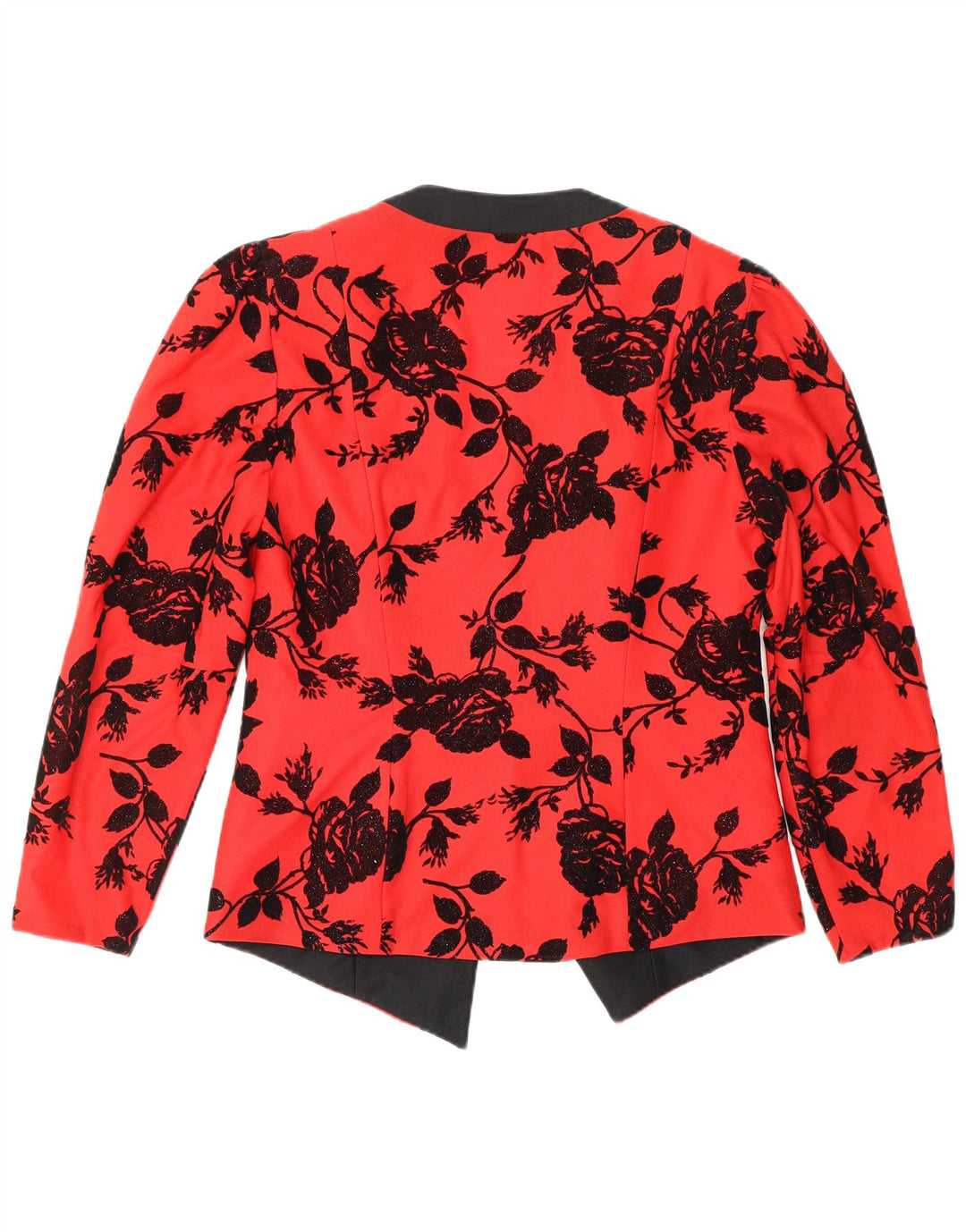 VINTAGE Femme 1 Bouton Blazer Veste UK 12 Moyen Rouge Floral Polyester