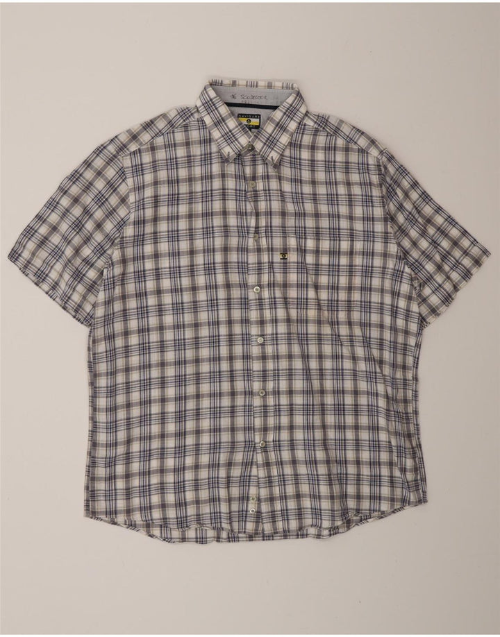 Navigare Chemise à manches courtes pour homme à carreaux bleus