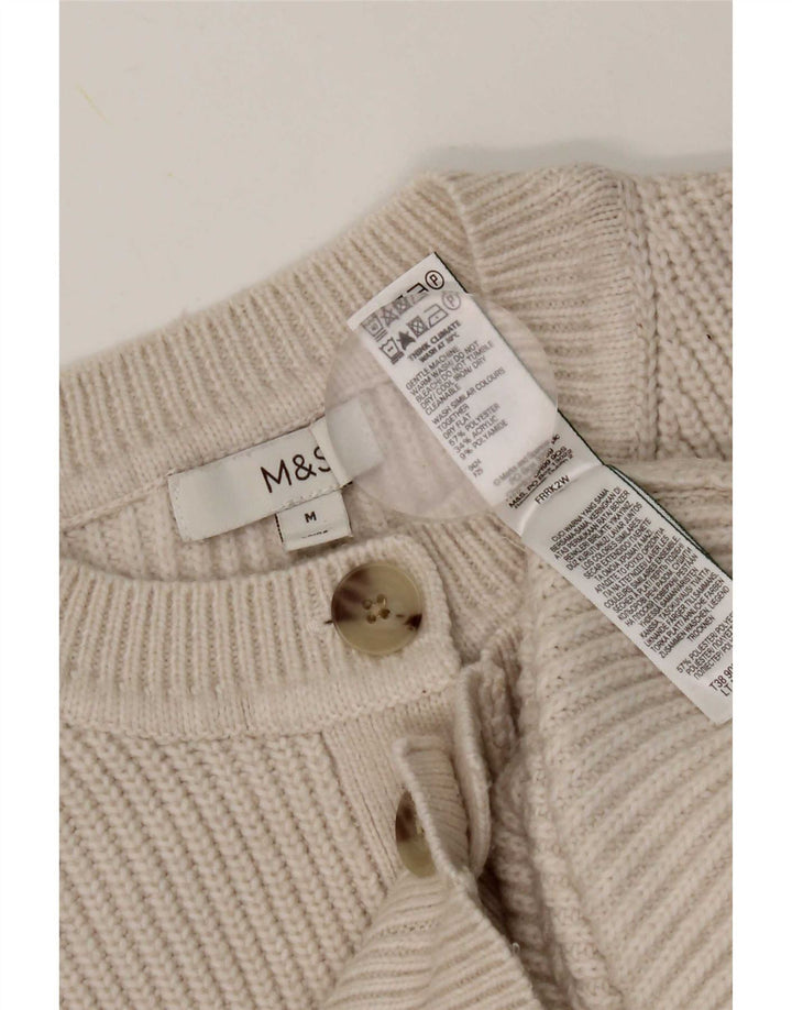 Marks & Spencer Pull Cardigan Femme UK 14 Polyester Beige Moyen