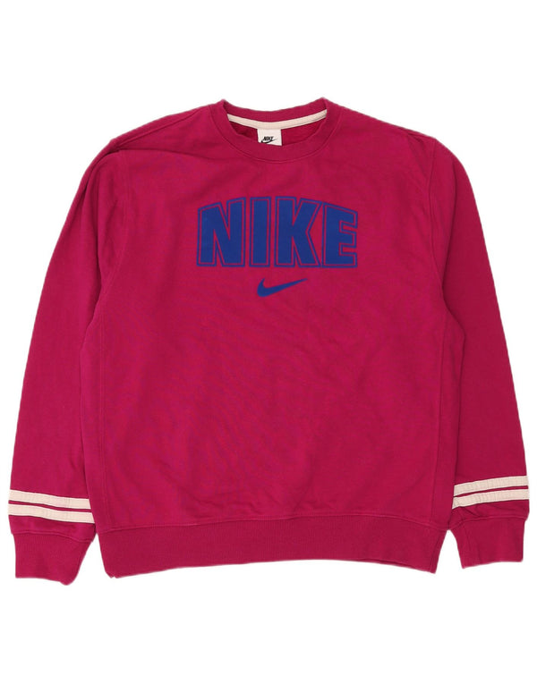Nike Sweat-shirt surdimensionné graphique pour femme UK 14 en coton rose moyen