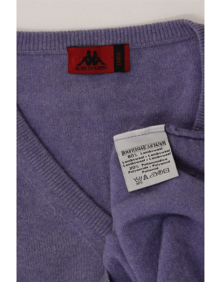 Kappa Pull col V pour homme en laine d'agneau Violet Taille L