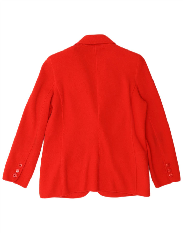 vintage Femme Tricot 2 Bouton Blazer Veste UK 14 Cachemire Rouge Moyen