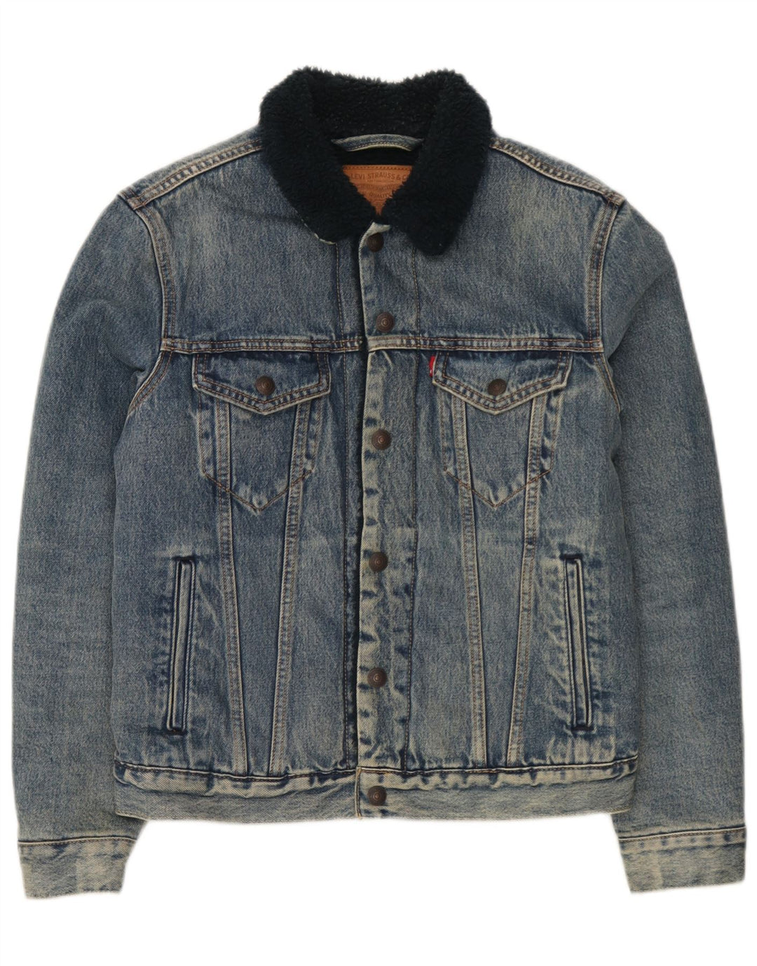 Levi's Veste en Jean Sherpa Homme UK 36 Petit Bleu Coton