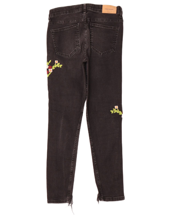 Zara Womens Trafaluc Graphic Skinny Jeans EU 38 Petit W28 L26 Noir Floral