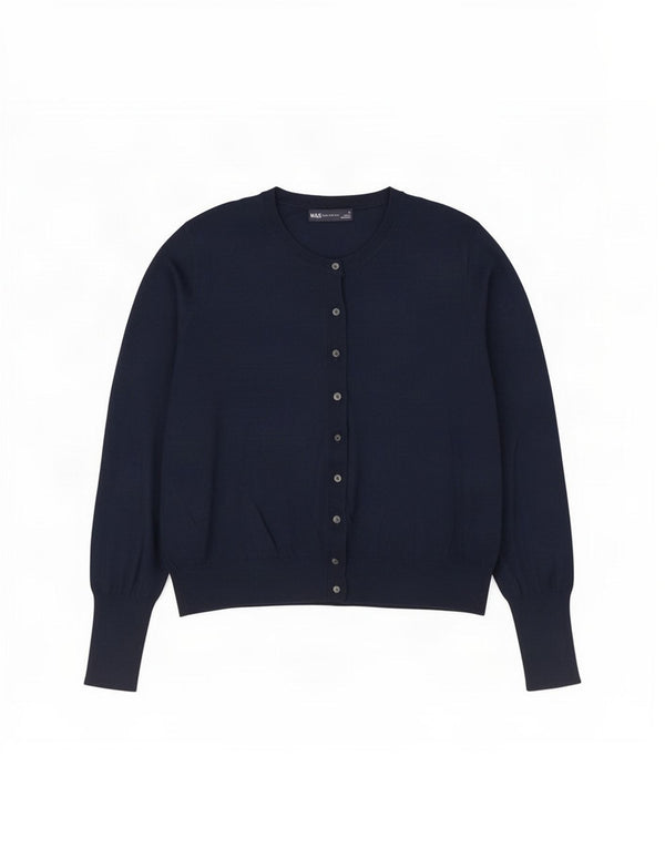 Marks & Spencer Pull Cardigan Femme UK 18 XL Bleu Marine Viscose