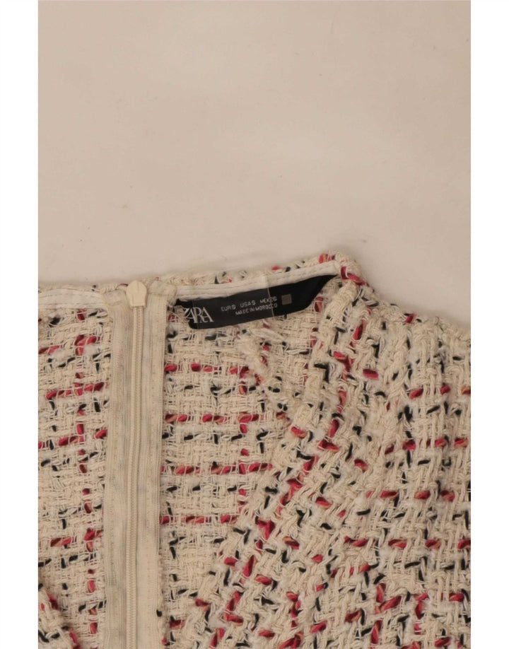 Zara Robe trapèze pour femme UK 8 Petit carreaux beiges