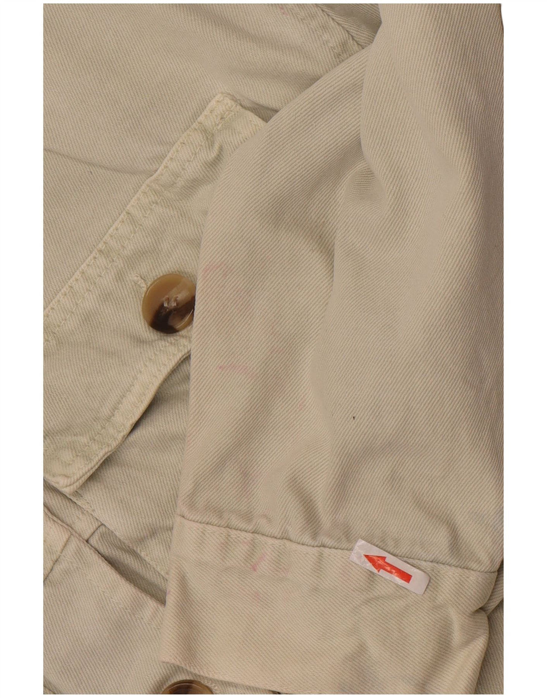 Zara Veste en jean courte pour femme UK 10 Petit coton blanc cassé