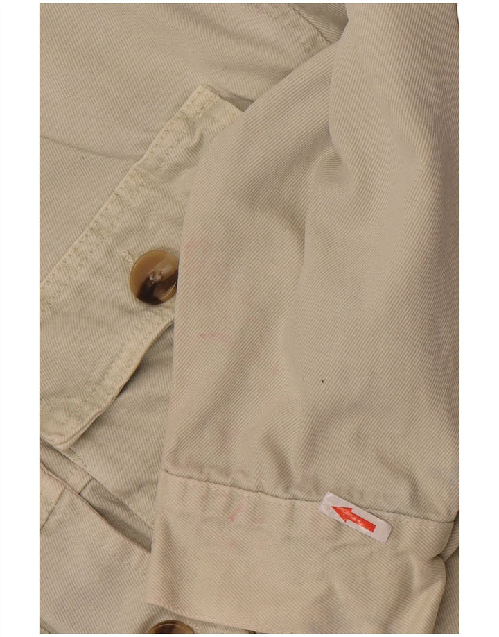 Zara Veste en jean courte pour femme UK 10 Petit coton blanc cassé