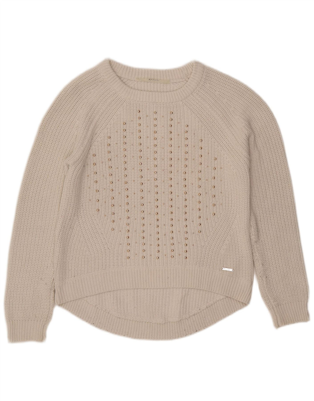 GUESS Pull surdimensionné à col bateau pour femme UK 6 Petit coton blanc