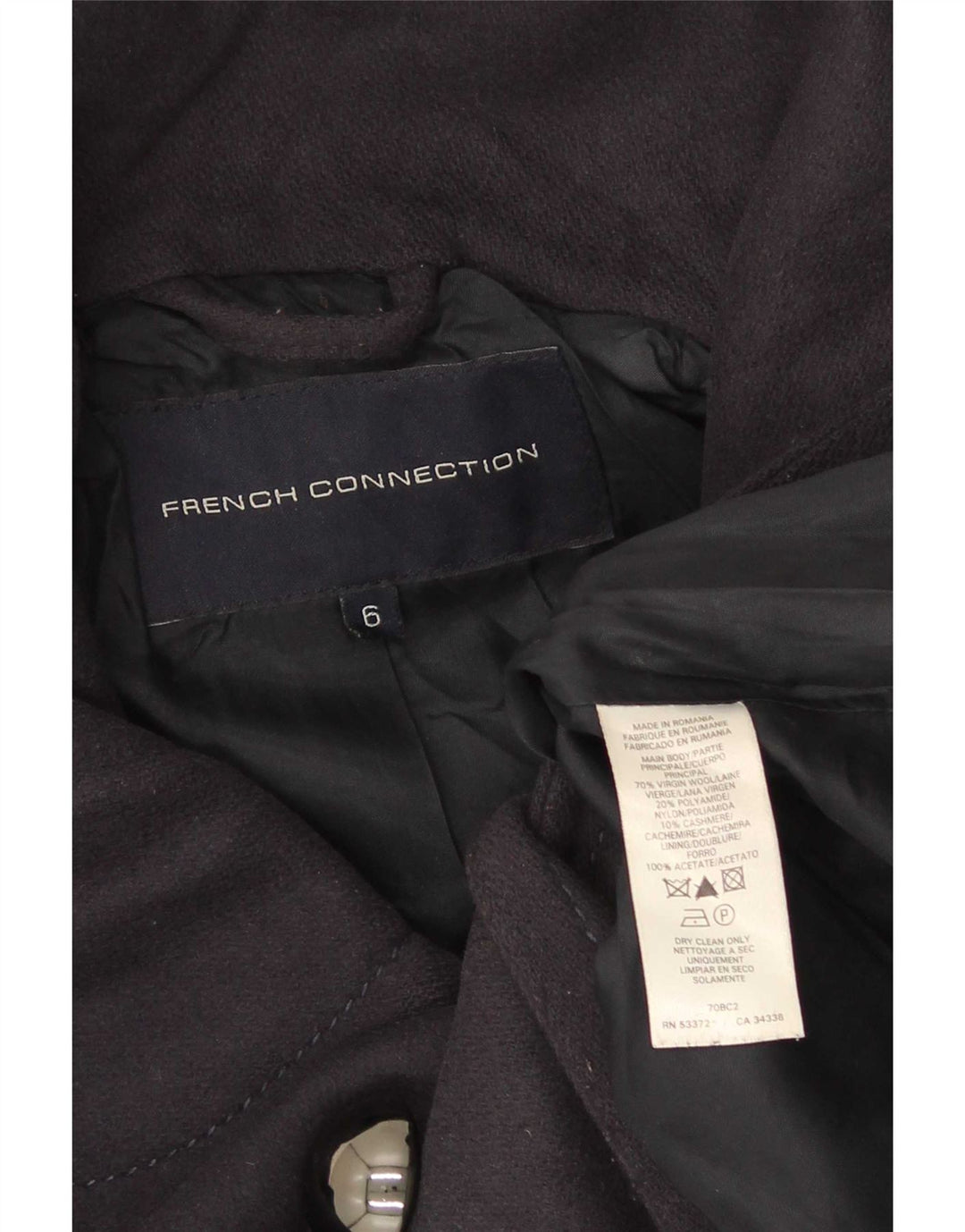 French Connection Manteau surdimensionné à double boutonnage pour femme UK 6 XS Bleu marine
