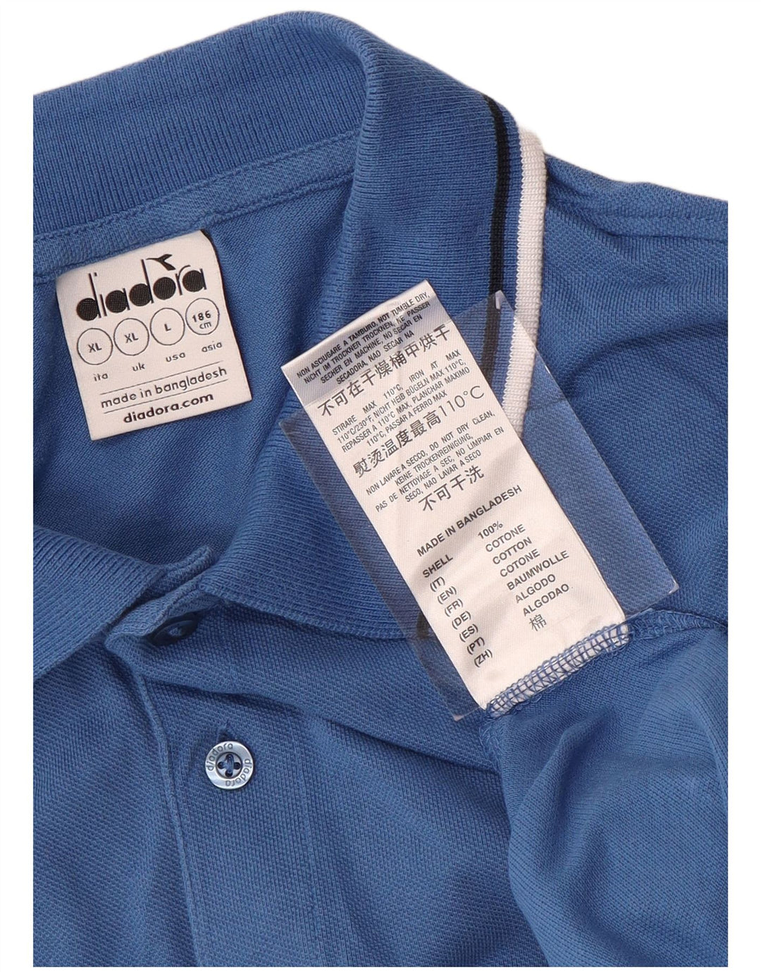 DIADORA Polo Homme XL Bleu Coton