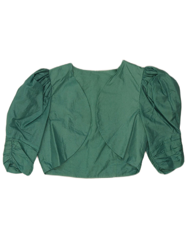 vintage Femmes 3/4 Manches Bolero Top UK 10 Petit Vert
