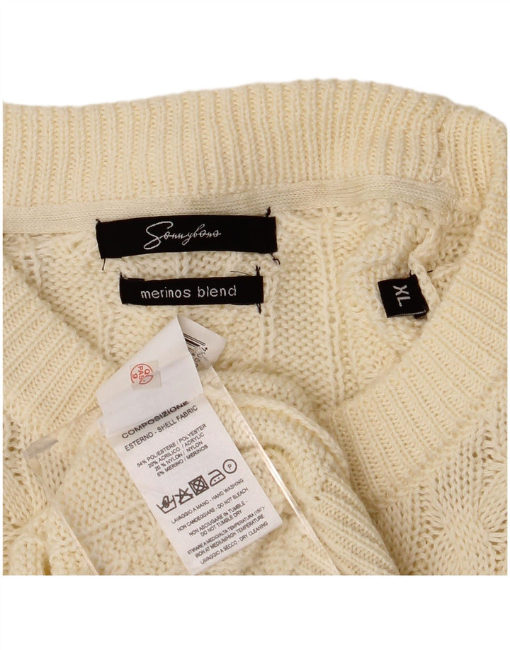 Sonny Bono Pull à col rond pour homme XL Blanc cassé Polyester