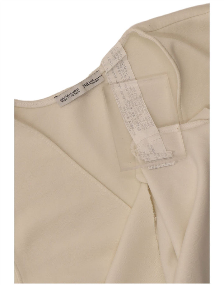 Zara Womens Crop Blouse sans manches Top UK 8 Small Blanc Polyester
