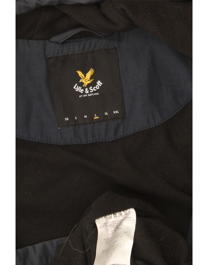 LYLE & SCOTT Veste coupe-vent à capuche pour homme UK 40 Large Bleu Marine Nylon