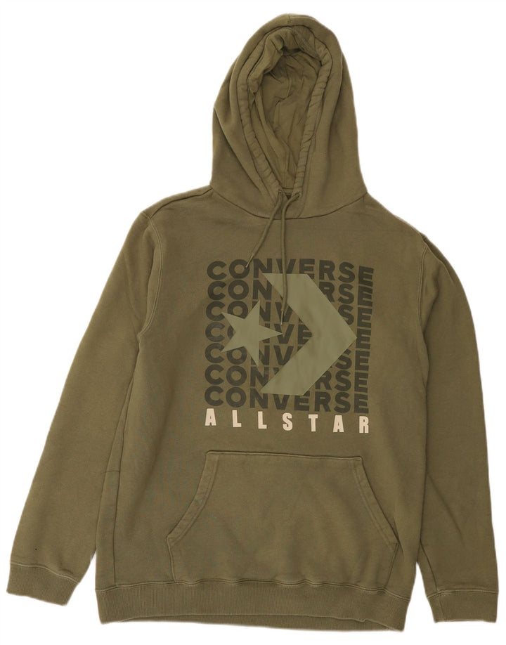 Converse Pull à capuche graphique pour homme Petit Kaki Coton