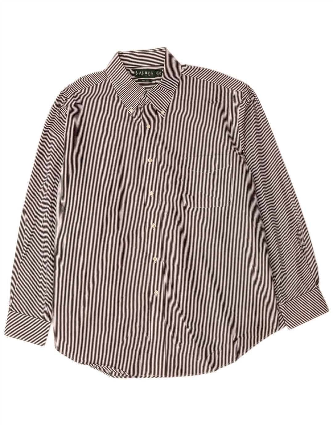 RALPH LAUREN Chemise homme Taille 18 2XL Coton à fines rayures noires