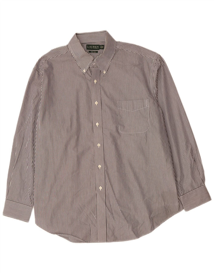 RALPH LAUREN Chemise homme Taille 18 2XL Coton à fines rayures noires