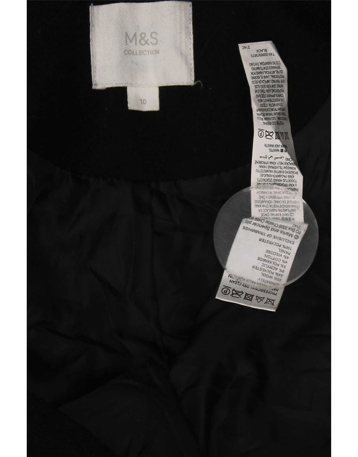 Marks & Spencer Duffle-coat à capuche pour femme UK 10 Petite laine noire