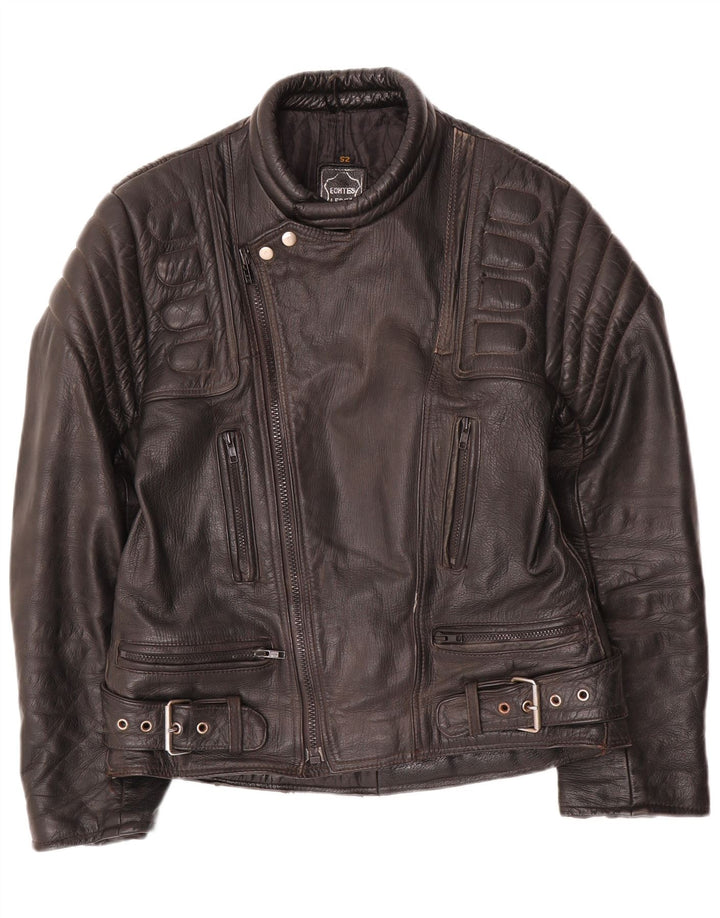 Modeka Veste de motard en cuir pour homme UK 38 Cuir noir moyen