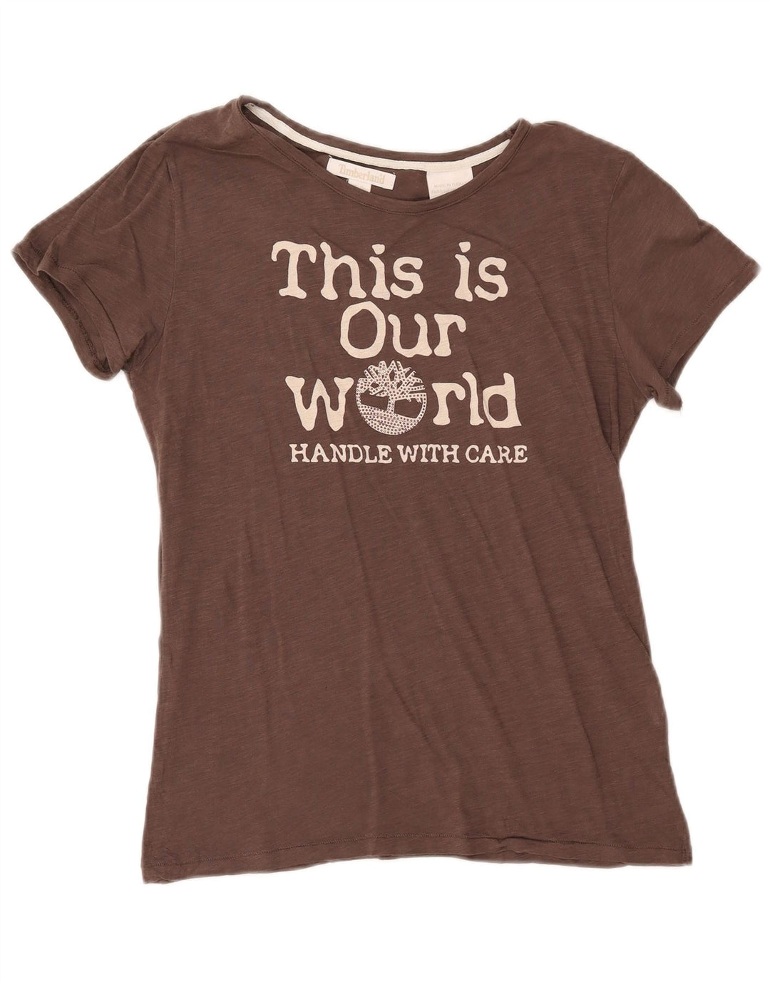 Timberland T-shirt graphique pour femme UK 14 Marron moyen