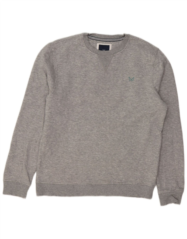 CREW CLOTHING Sweat-Shirt Homme Gris Moyen Coton