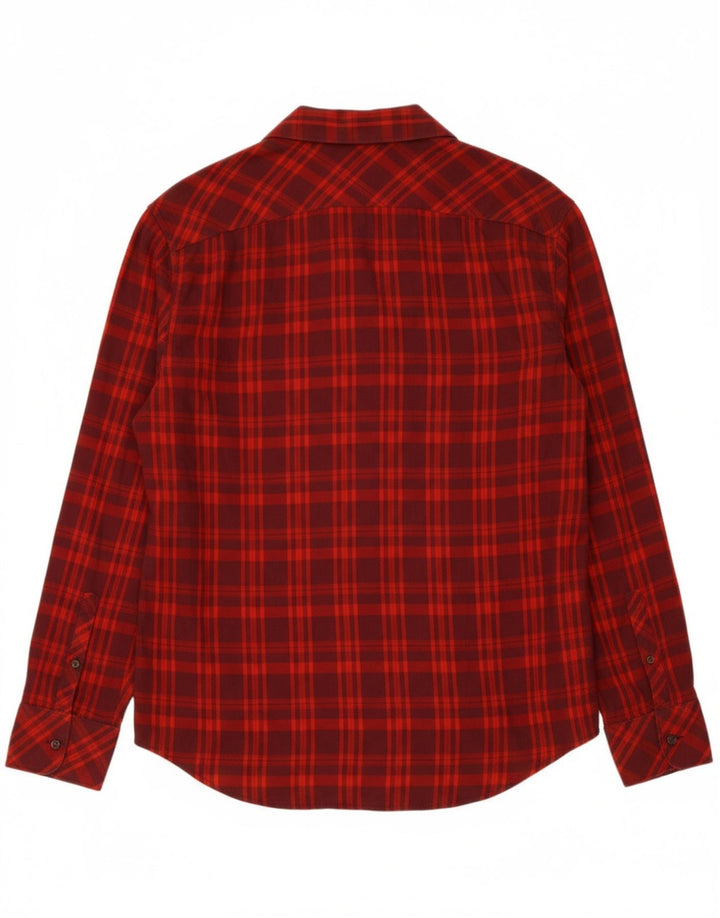 PENGUIN Mens Classic Fit Flannel Shirt Small Red Check Cotton