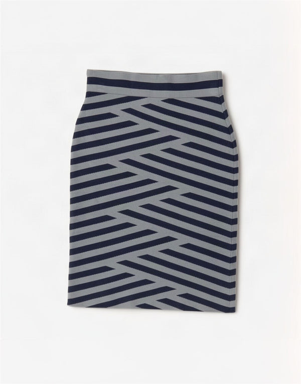 BCBGMAXAZRIA Womens Pencil Skirt Medium W26 Blue Striped Rayon
