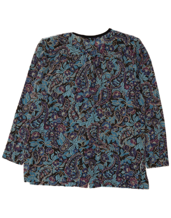 vintage Femmes 6 Bouton Surdimensionné Blazer Veste UK 18 XL Bleu Floral