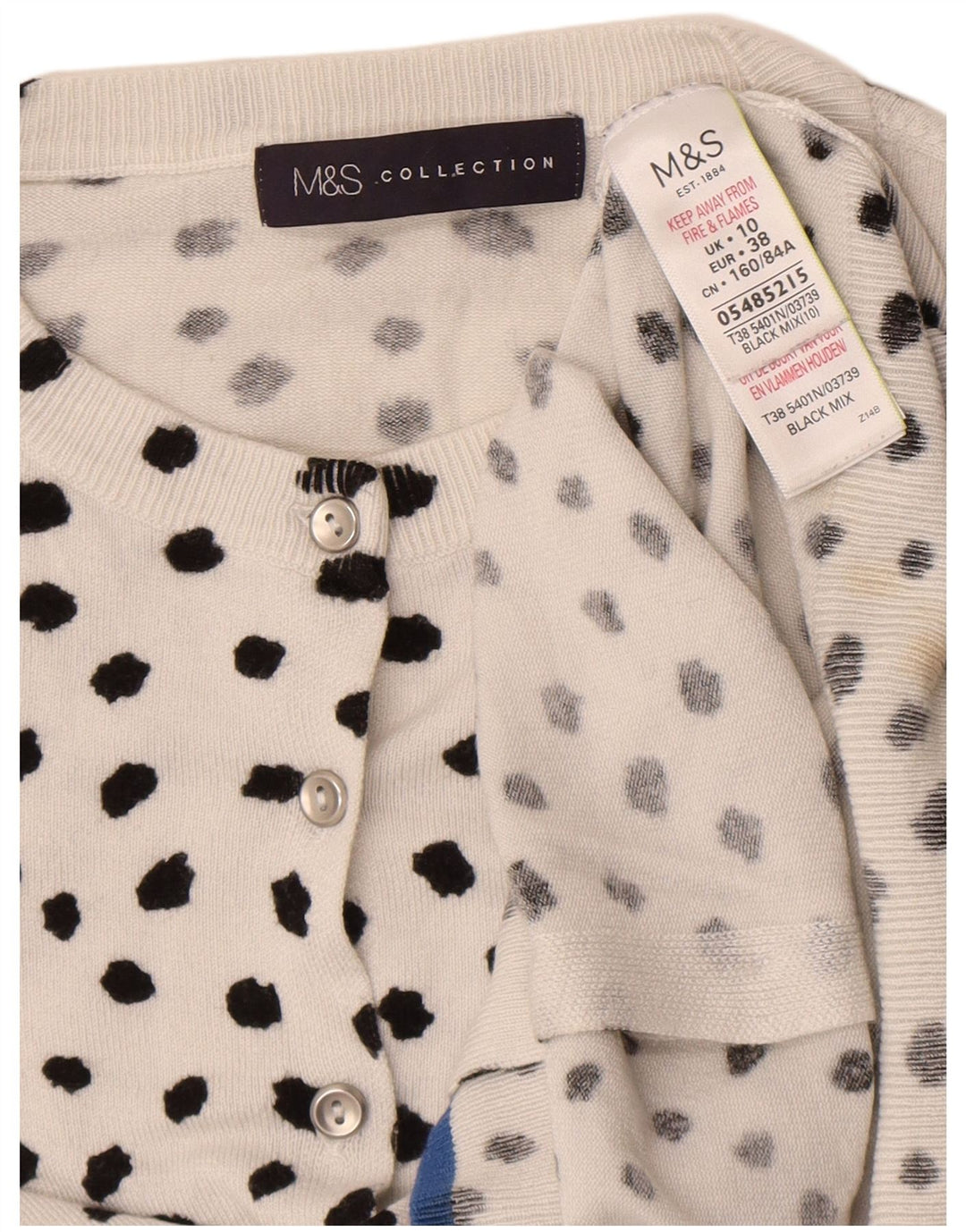 Marks & Spencer Pull Cardigan pour Femme UK 10 Petite Viscose à Pois Blanc