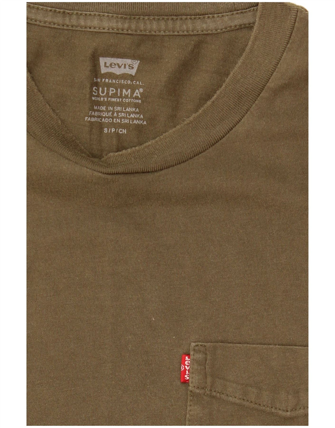Levi's T-Shirt Top Small Homme Kaki Coton