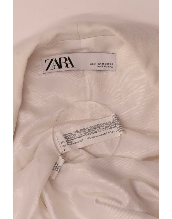Zara Veste blazer ouverte à manches 3/4 pour femme UK 14 Polyester blanc moyen