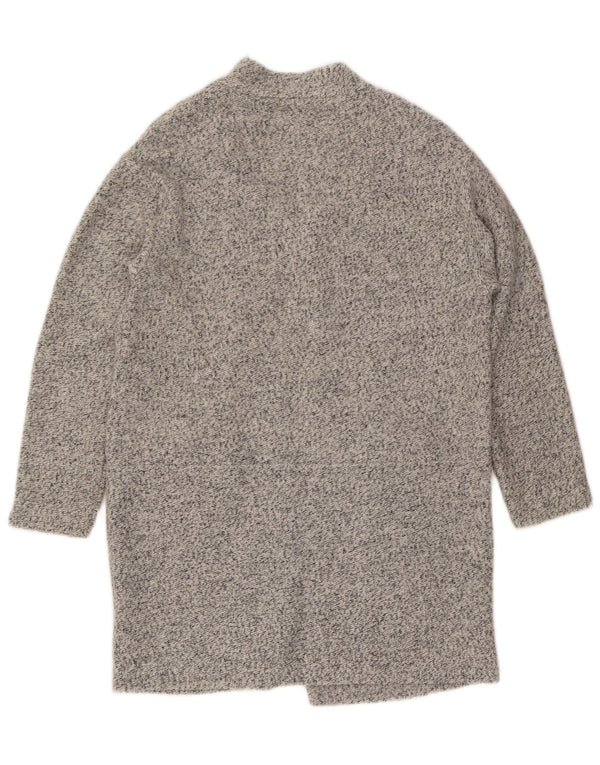 Zara Cardigan long surdimensionné pour femme UK 10 Petit gris moucheté