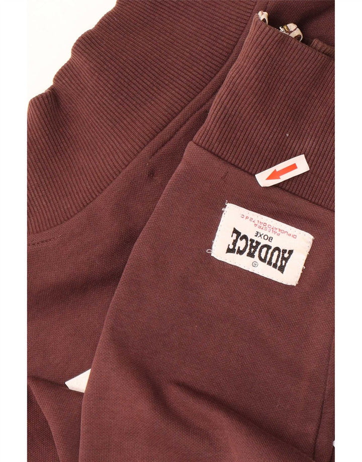 vintage Mens Graphic Survêtement Top Veste Coton Marron Moyen