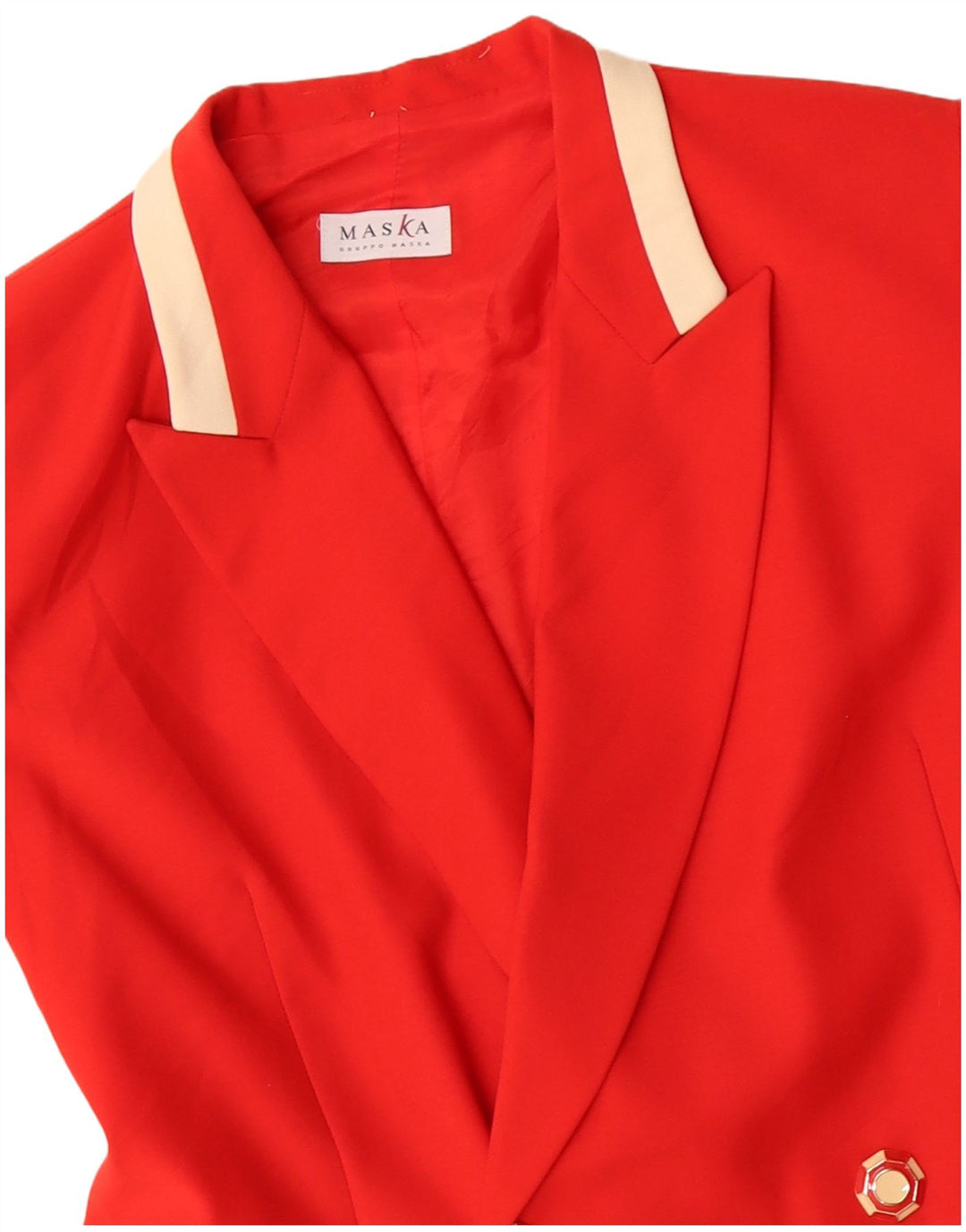 Maska Manteau double boutonnage pour femme UK 44 Laine vierge color block rouge moyen