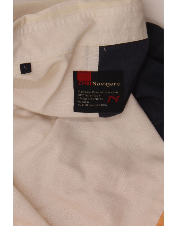 Navigare Chemise à manches courtes pour homme Large Orange Colourblock