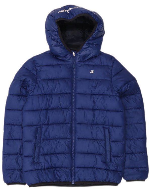 Champion Veste matelassée à capuche graphique pour garçon 11-12 ans Grand Bleu Polyester