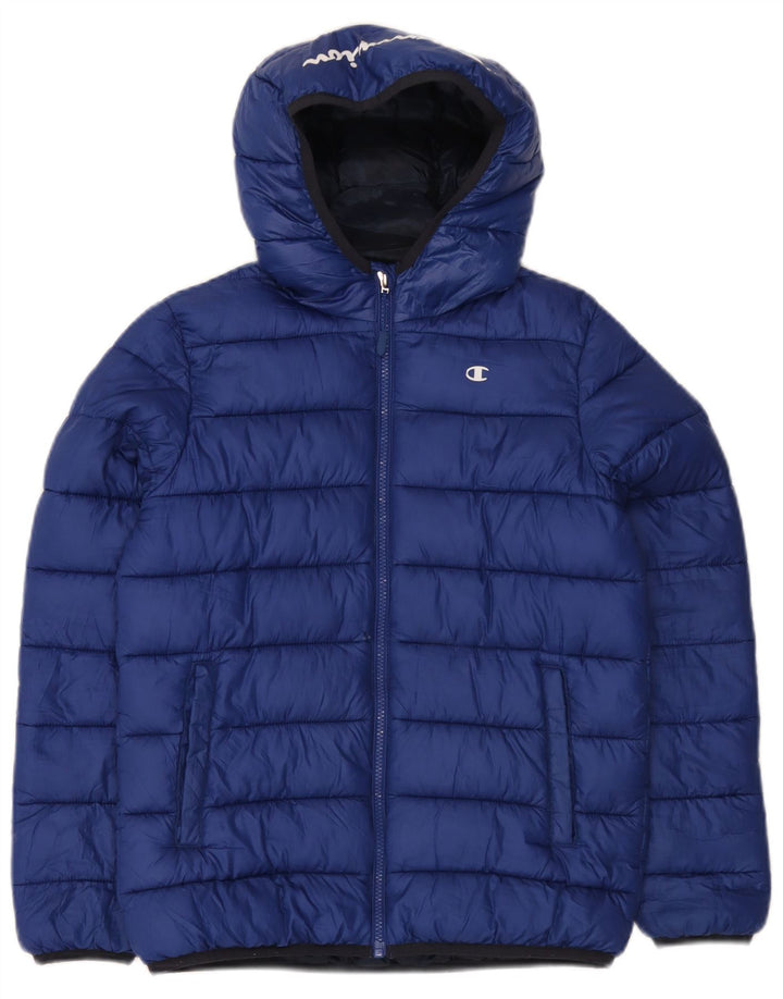 Champion Veste matelassée à capuche graphique pour garçon 11-12 ans Grand Bleu Polyester