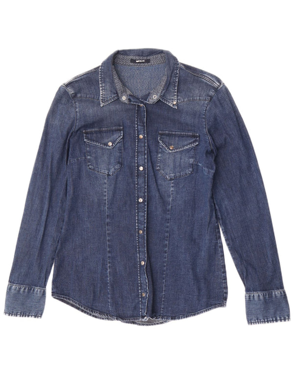 Gas Chemise en jean pour femme UK 14 Large Bleu Coton