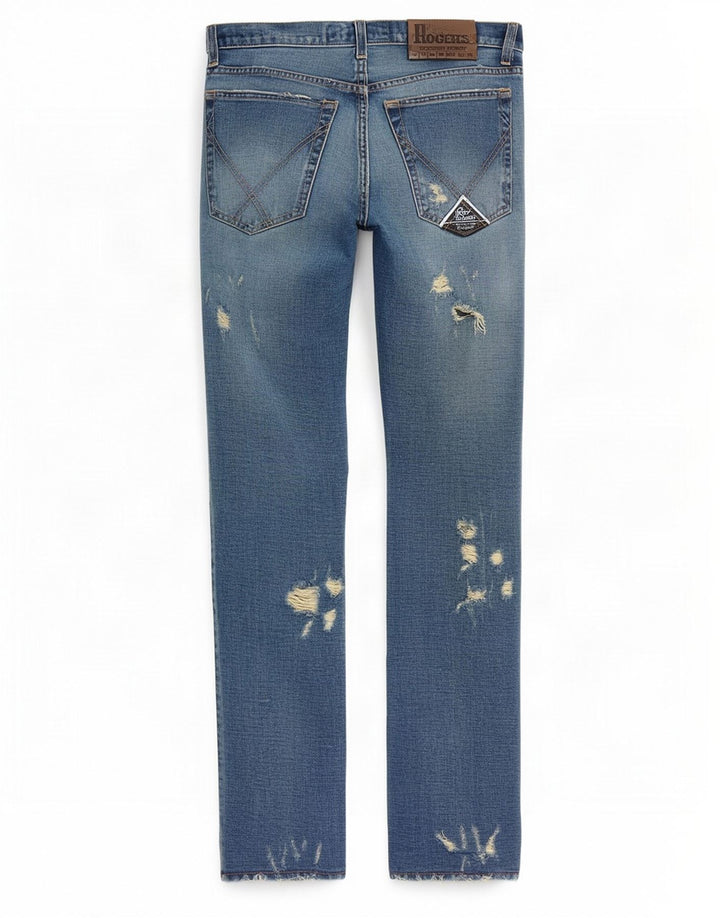 Roy Rogers Jean bootcut vieilli pour femme W34 L32 en coton bleu