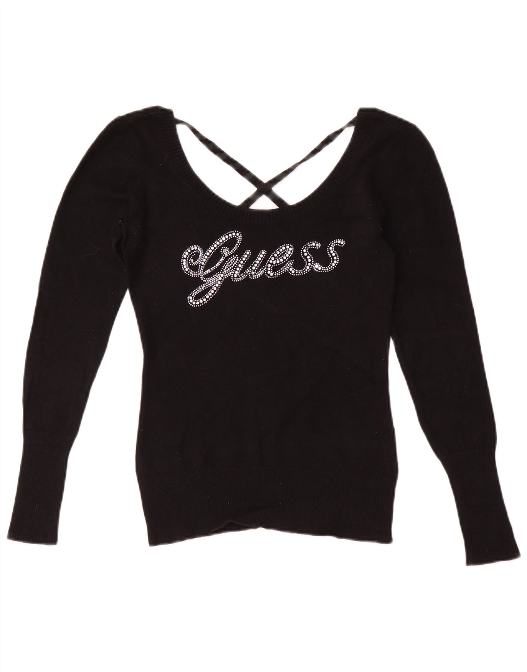 Guess Chemisier graphique à manches longues pour femme UK 8 Small Noir