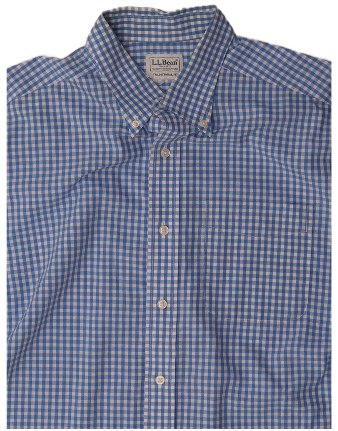 L.L.BEAN Chemise à manches courtes pour homme, coupe traditionnelle, vichy bleu moyen