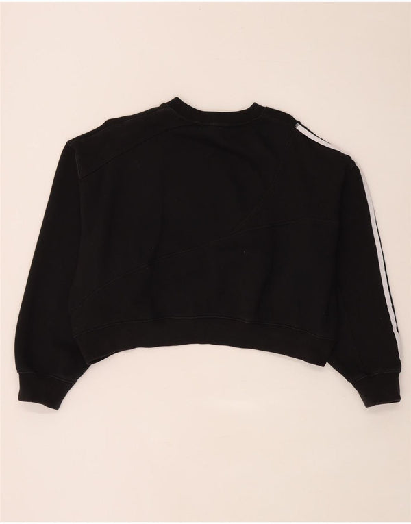 Adidas Femme Surdimensionné Crop Graphic Sweatshirt Jumper UK 14 Large Noir