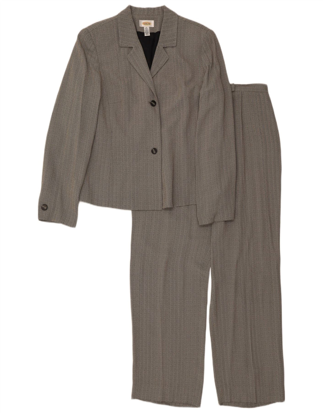 Talbots Ensemble 2 pièces 2 boutons pour femme UK 16 Large W34 L30 Gris à chevrons