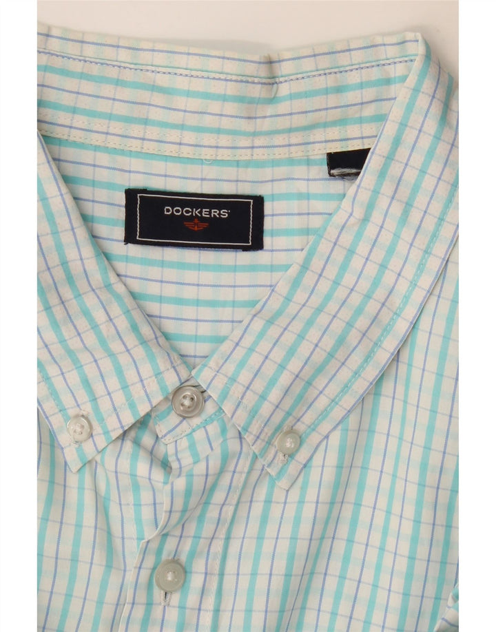 DOCKERS Chemise à Manches Courtes Homme 2XL Carreau Turquoise