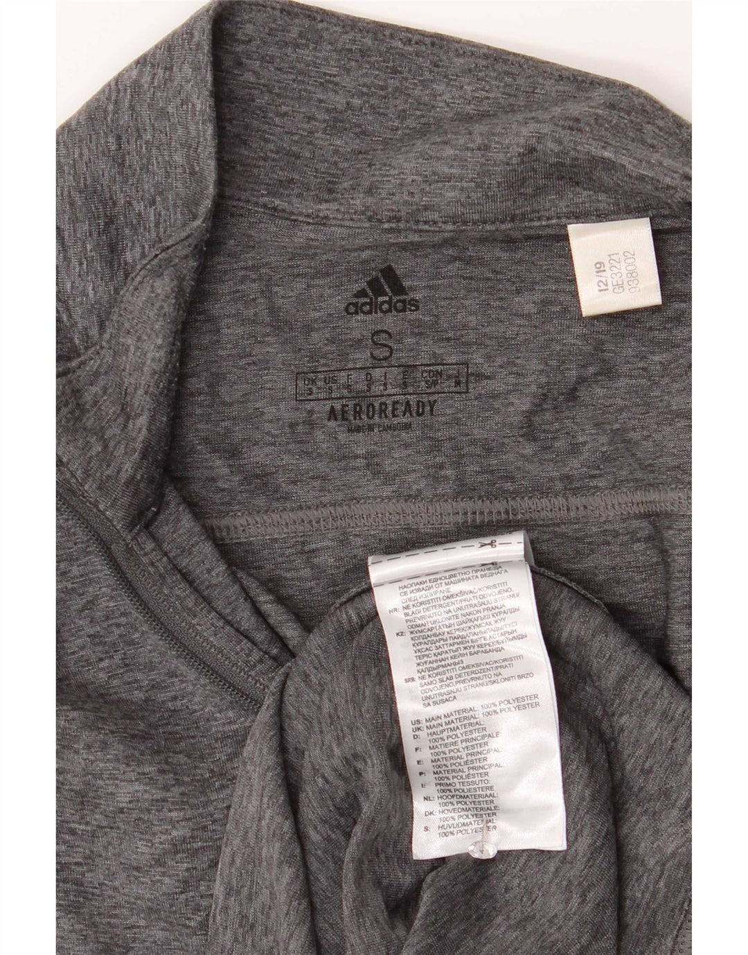 Adidas Hommes Aeroready Zip Neck Top Manches Longues Petit Gris Moucheté Polyester